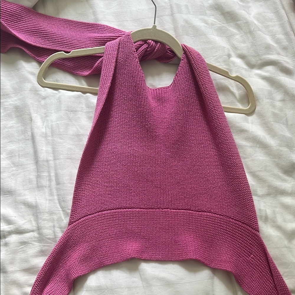 Free People Pink Knit Halter Top